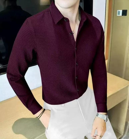 Business Waffle Designer Fashion Men's Shirt